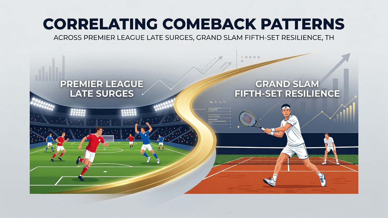 Cross-sport accumulator chart displaying late momentum correlations between four major sports
