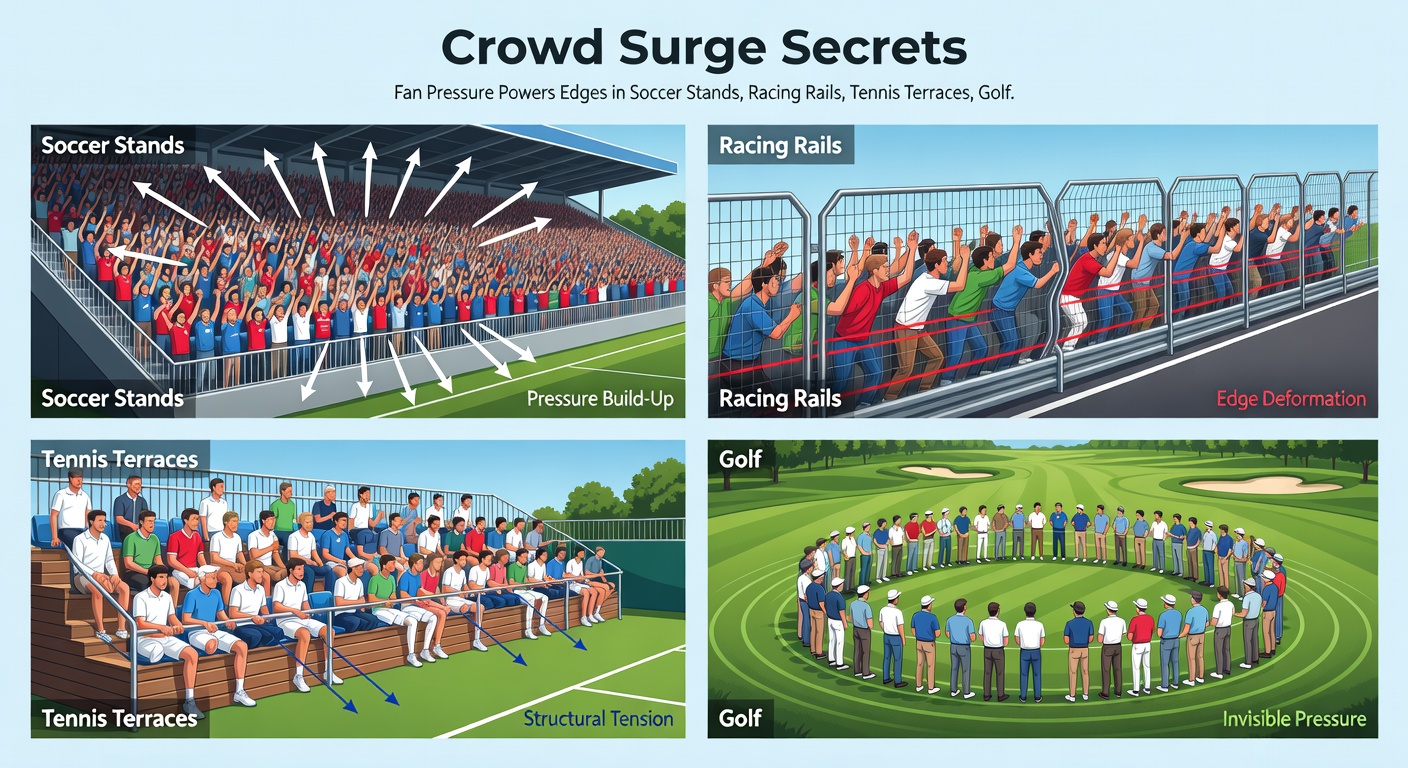 Horse racing fans crowded along the rails, cheering intensely as jockeys urge their mounts in a tight finish