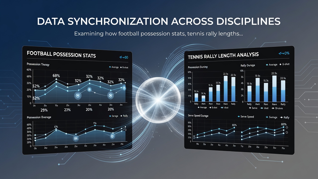 Infographic illustrating data alignment between football possession, tennis rallies, golf shots, and racing sectionals