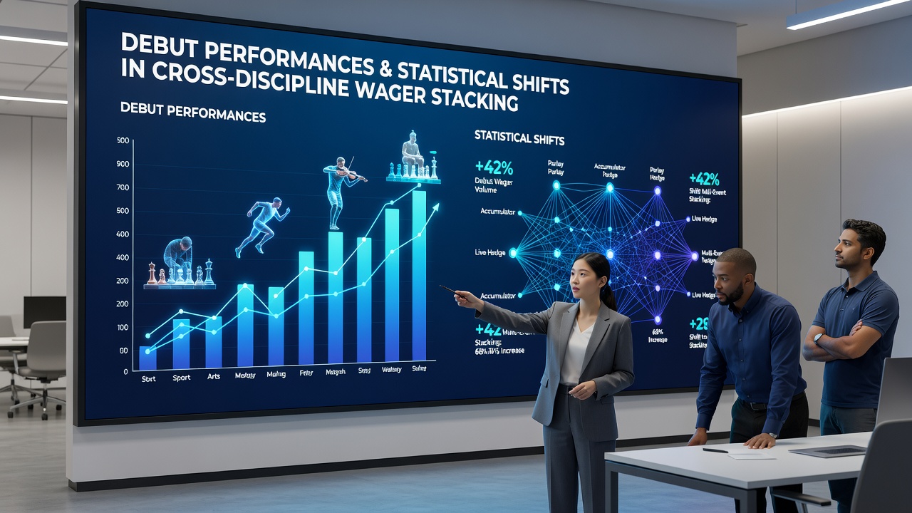Statistical dashboards showing debut performance data across sports with wager stacking examples
