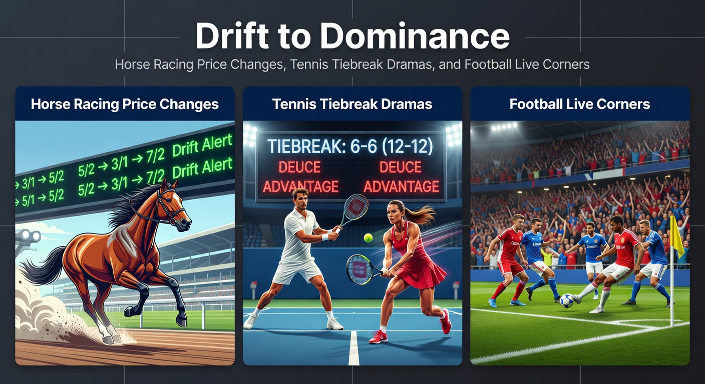 Football players crowding the box during a late corner kick, with the crowd roaring as live betting odds shift dramatically on screens.