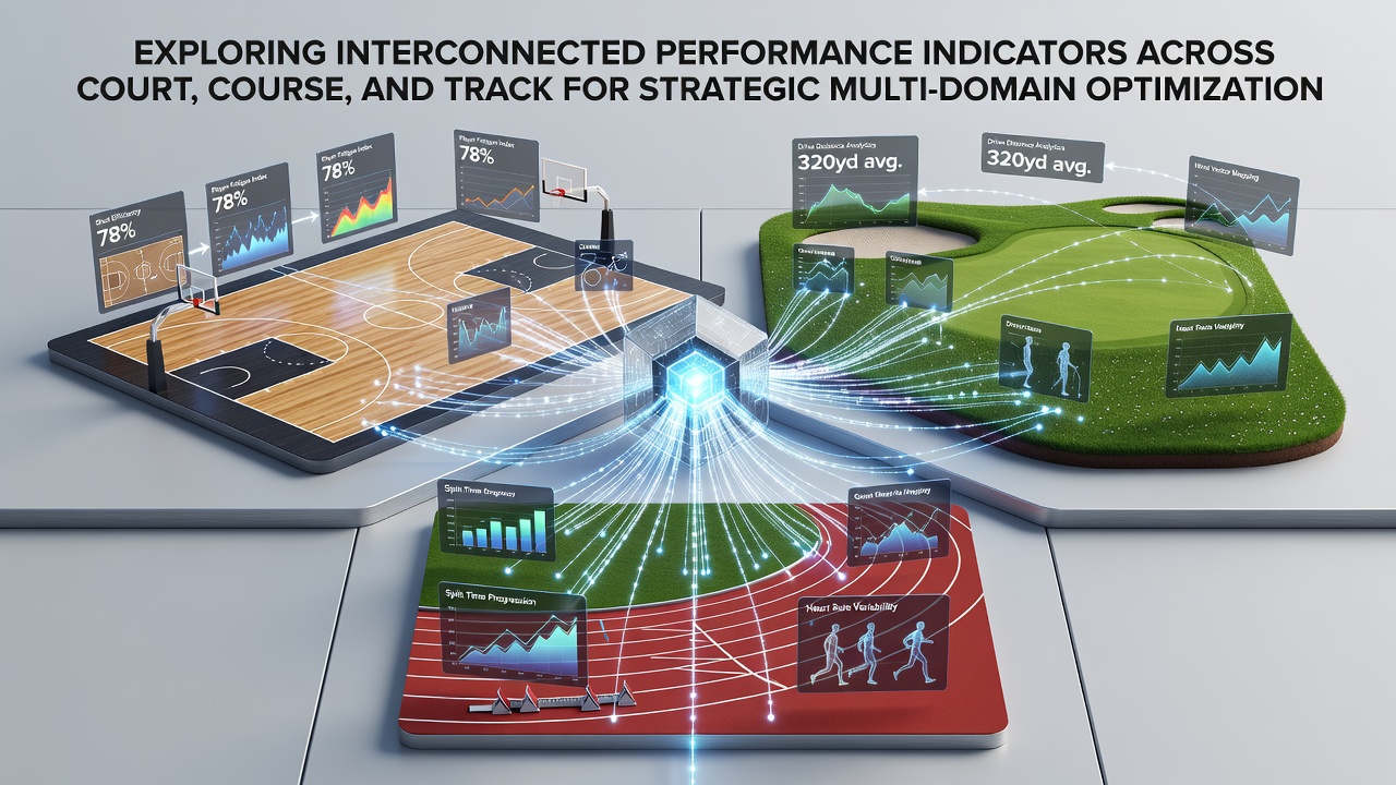 Data charts showing overlapping performance metrics from tennis, golf, and horse racing events