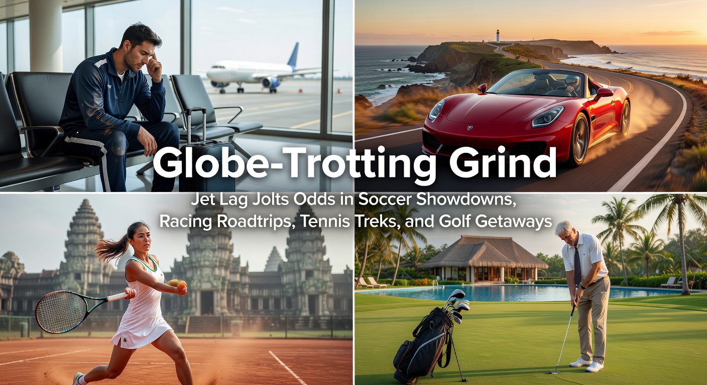 Athletes navigating airport terminals with luggage, highlighting the travel fatigue in international sports competitions