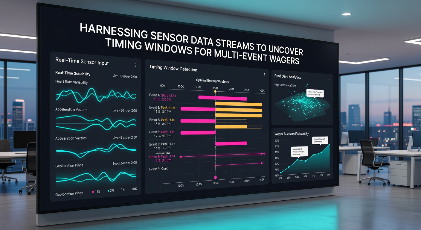 Real-time sensor analytics dashboard displaying timing windows for soccer, horse racing, tennis, and golf accumulator wagers