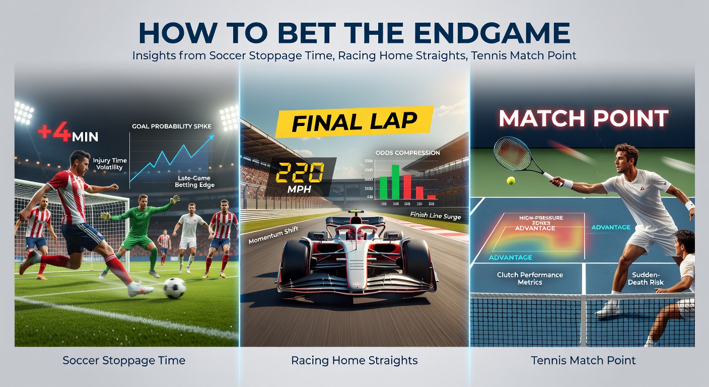 Horse racing pack thundering down the home straight, jockeys urging mounts in a tight finish, capturing racing's endgame intensity