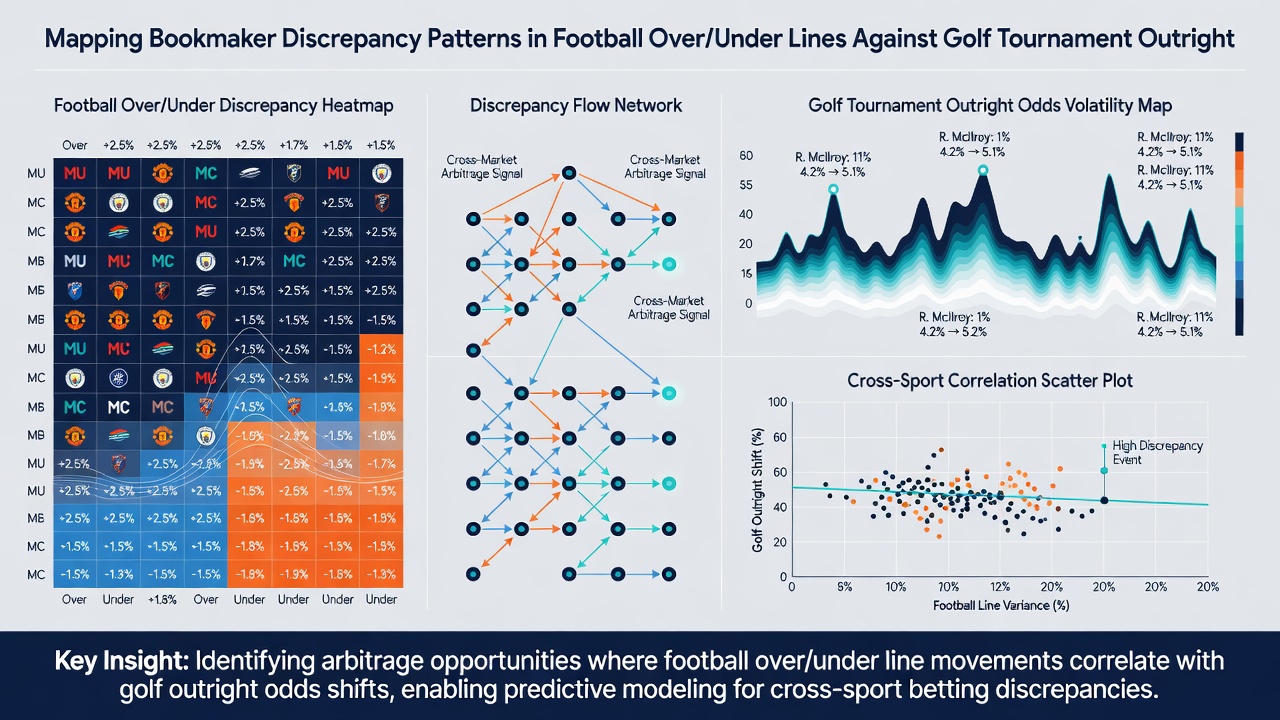 Heatmap visualization of cross-sport betting discrepancy patterns across football and golf markets