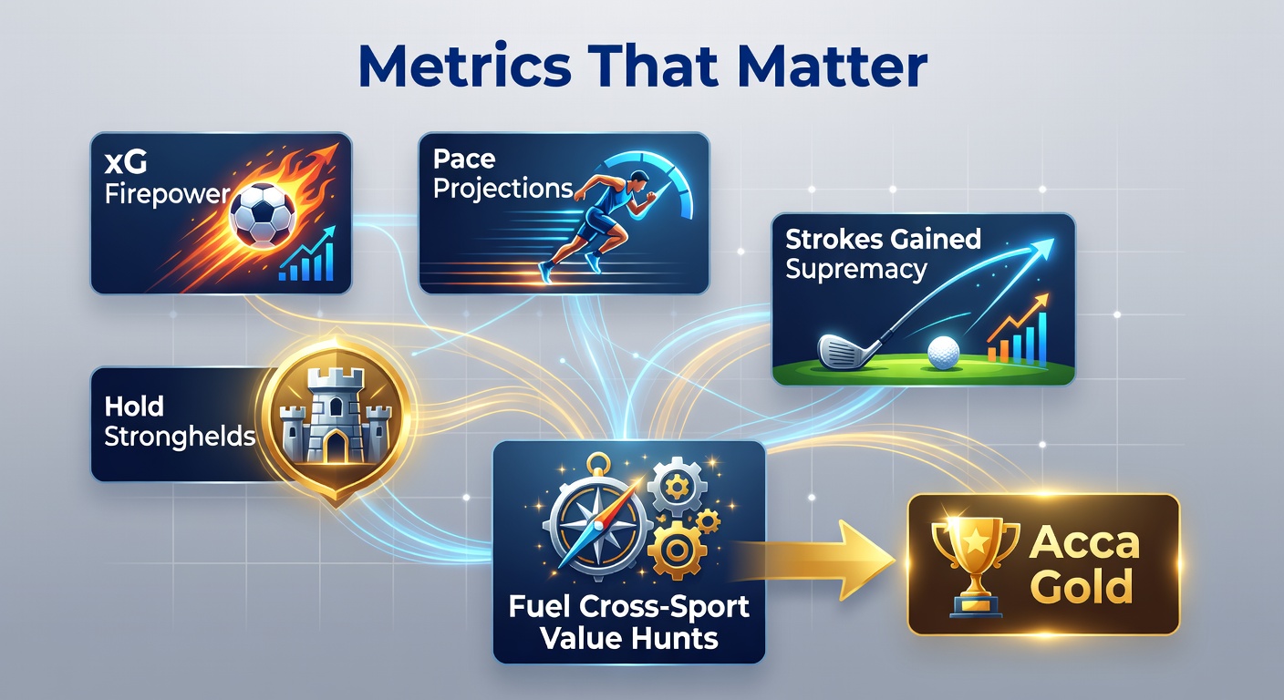 Dynamic chart overlaying soccer xG timelines, horse racing pace maps, tennis serve hold stats, and golf strokes gained leaderboards, highlighting cross-sport betting intersections