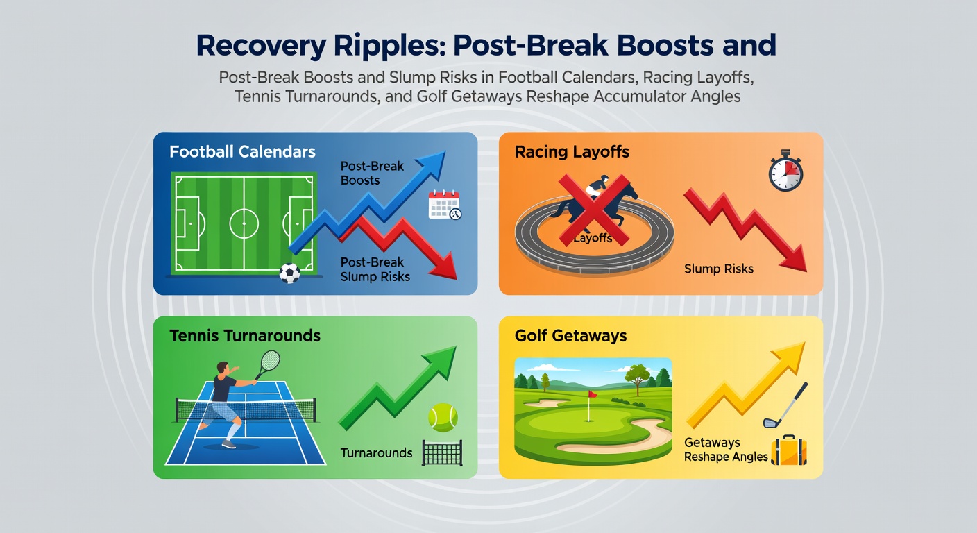 A football player sprinting back into action after an international break, with overlaid stats showing performance spikes and slumps in racing, tennis, and golf