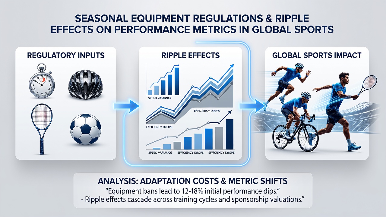 Performance data charts displaying metric shifts following equipment regulation updates in multiple sports