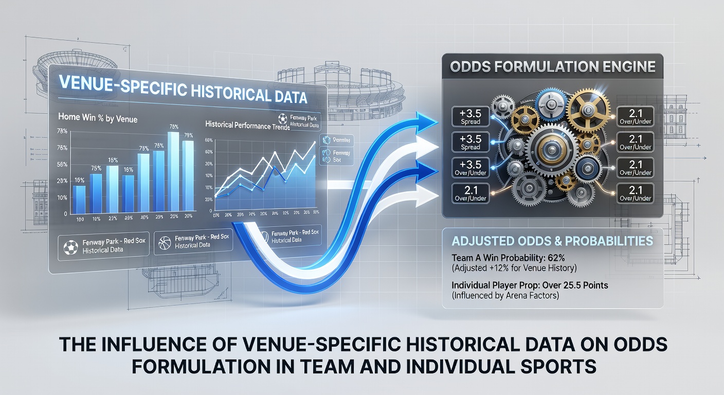 Analysts review venue-specific performance charts and historical betting trends displayed on multiple screens in a sports data center