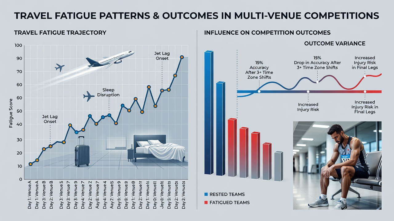 Team staff monitoring recovery metrics after long-haul travel to a competition venue