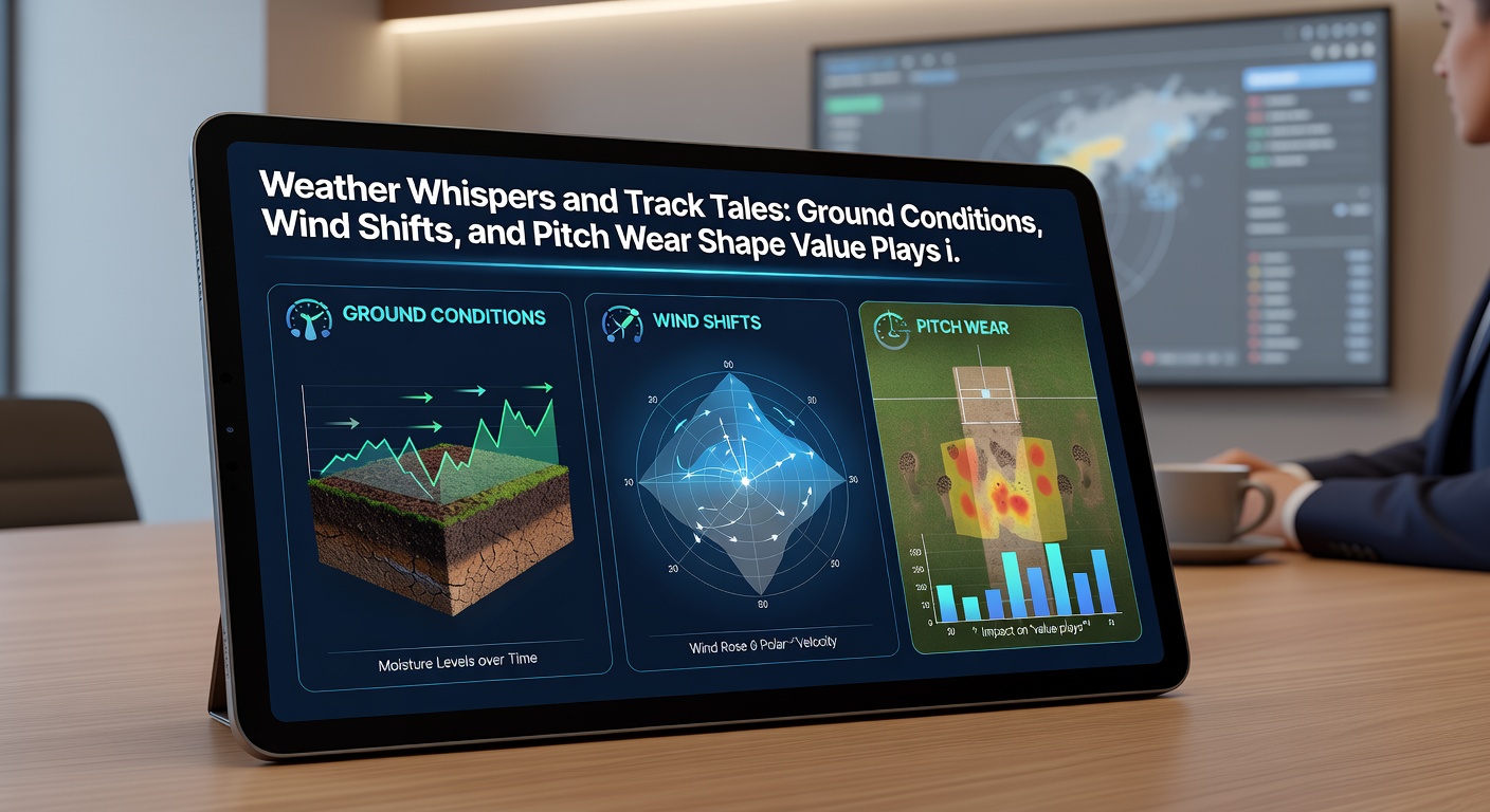 Golfers navigating a windy major fairway, with flags whipping and players selecting clubs amid shifting breezes on a worn course